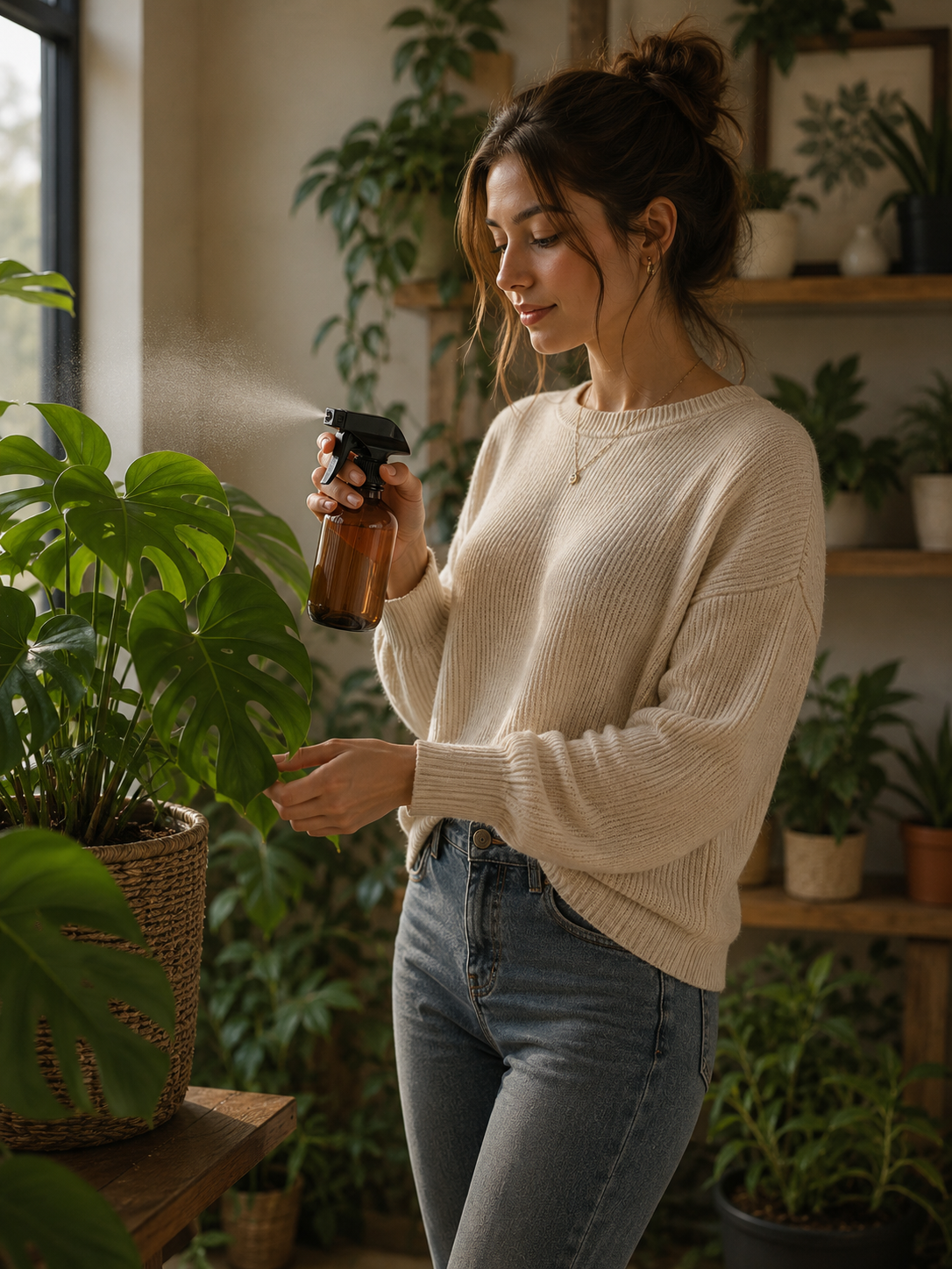Pflanzensprüher 500ml Sprühflasche Blumensprüher Pflanzenspritze Braun