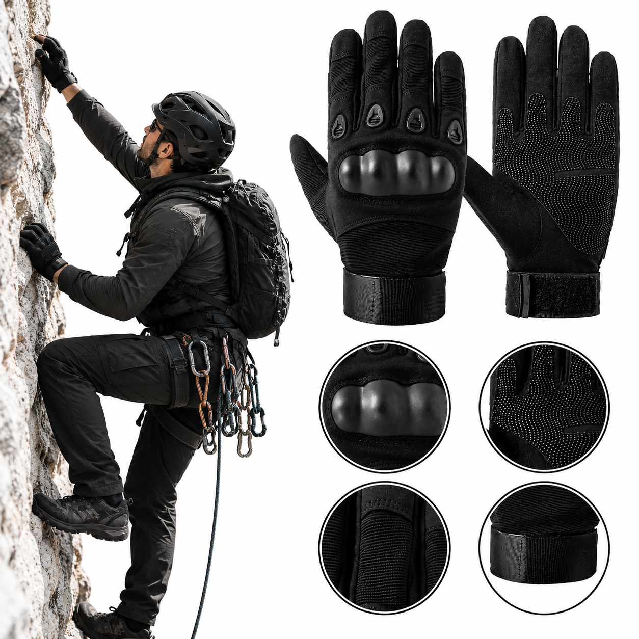 Taktische Handschuhe XL Militärhandschuhe Knöchelschutz Outdoor Schwarz