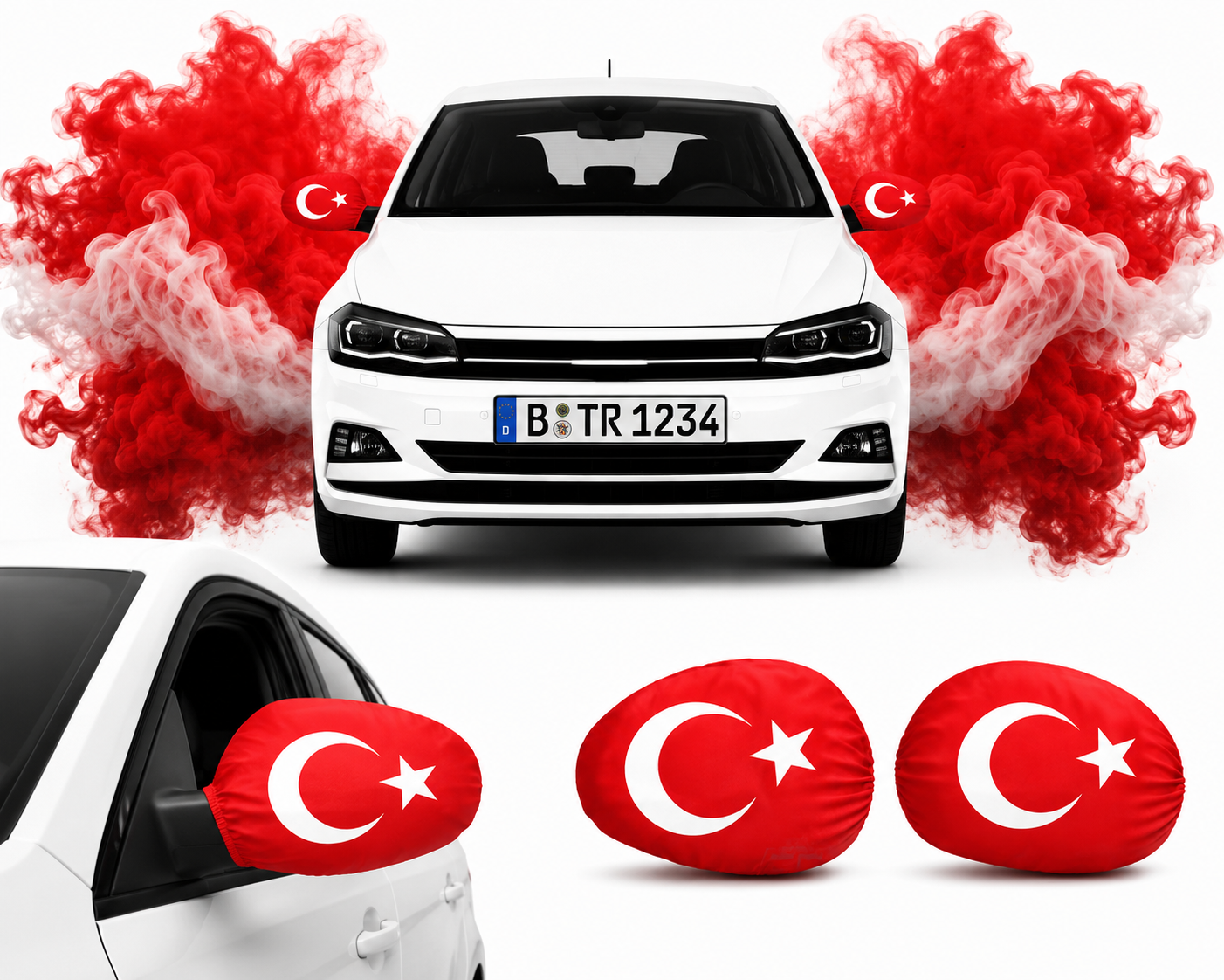 Türkei Spiegelfahne 2er Set Auto Spiegel Flagge Türkiye Fanartikel EM WM