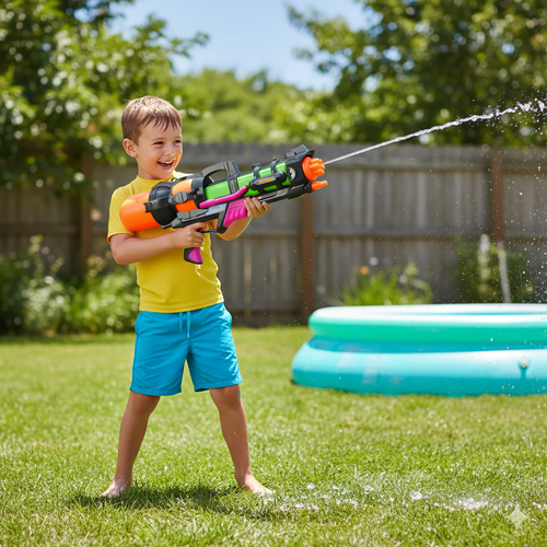 XXL Wasserpistole 60cm 1,25L Wassergewehr 6m Reichweite Sommerspielzeug