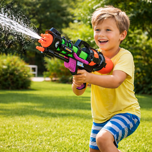 XXL Wasserpistole 60cm 1,25L Wassergewehr 6m Reichweite Sommerspielzeug