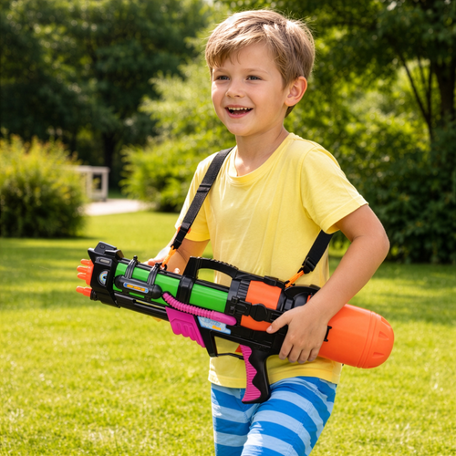 XXL Wasserpistole 60cm 1,25L Wassergewehr 6m Reichweite Sommerspielzeug