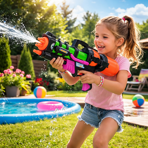 XXL Wasserpistole 60cm 1,25L Wassergewehr 6m Reichweite Sommerspielzeug