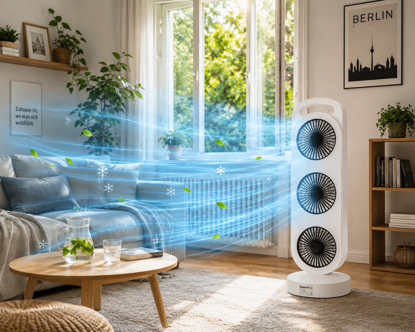 USB Standventilator Wiederaufladbar Tischventilator Akku Ventilator 3 Stufen