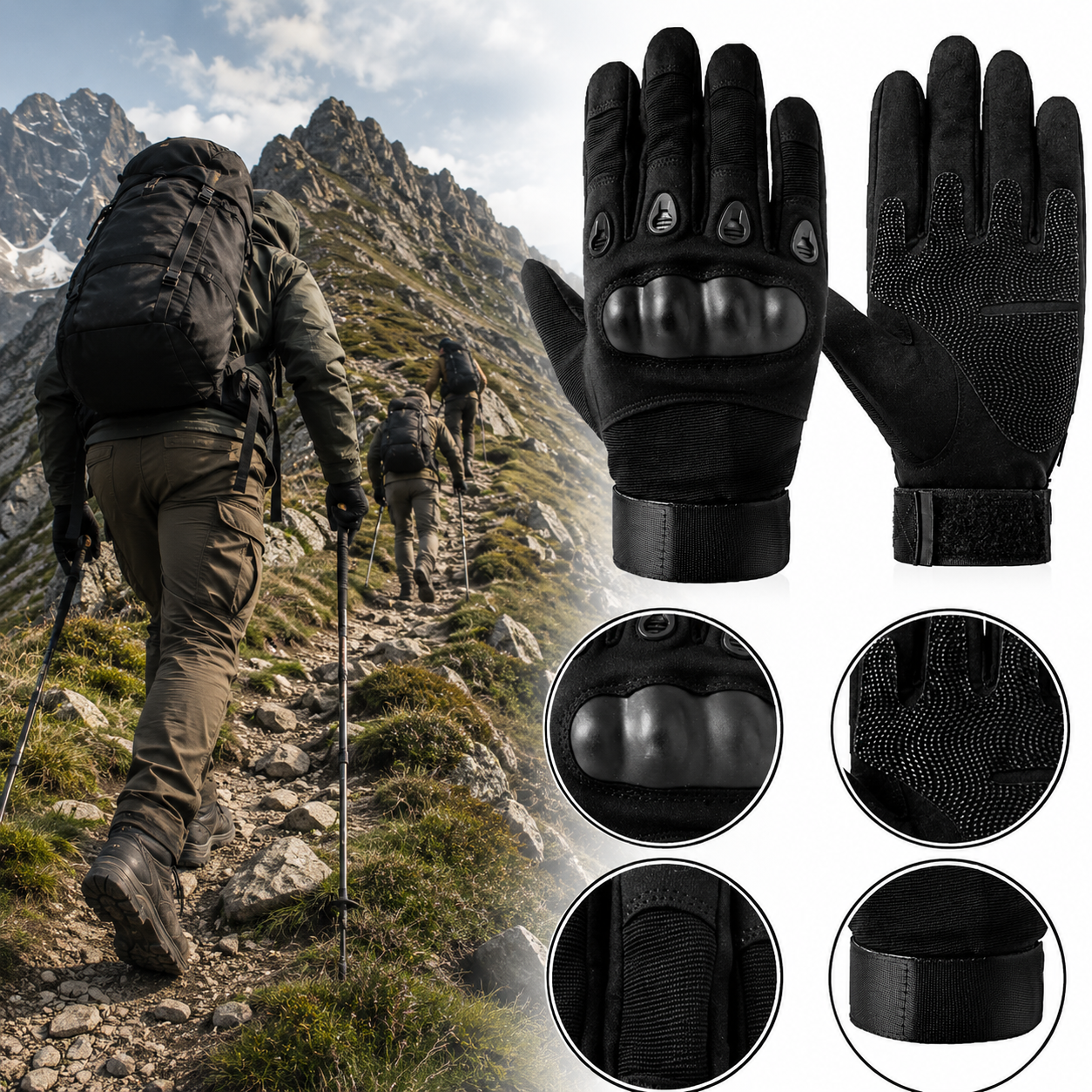 Taktische Handschuhe XL Militärhandschuhe Knöchelschutz Outdoor Schwar