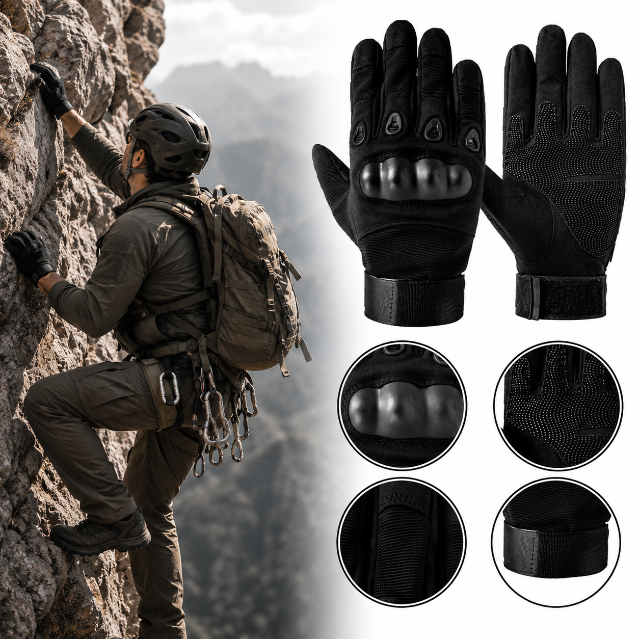 Taktische Handschuhe XL Militärhandschuhe Knöchelschutz Outdoor Schwar