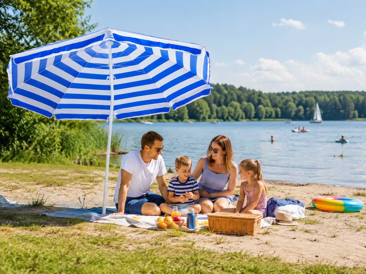 Sonnenschirm Ø160cm Gartenschirm Balkonschirm Strandschirm UV-Schutz Outdoor