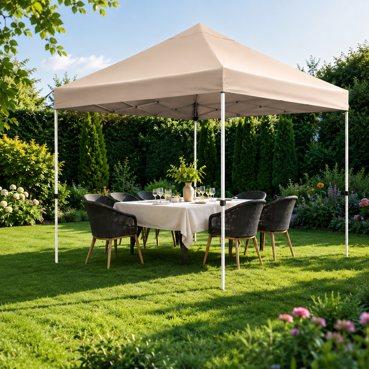 Faltpavillon 3x3m Wasserdicht Partyzelt Pavillon Klappbar Gartenzelt Khaki