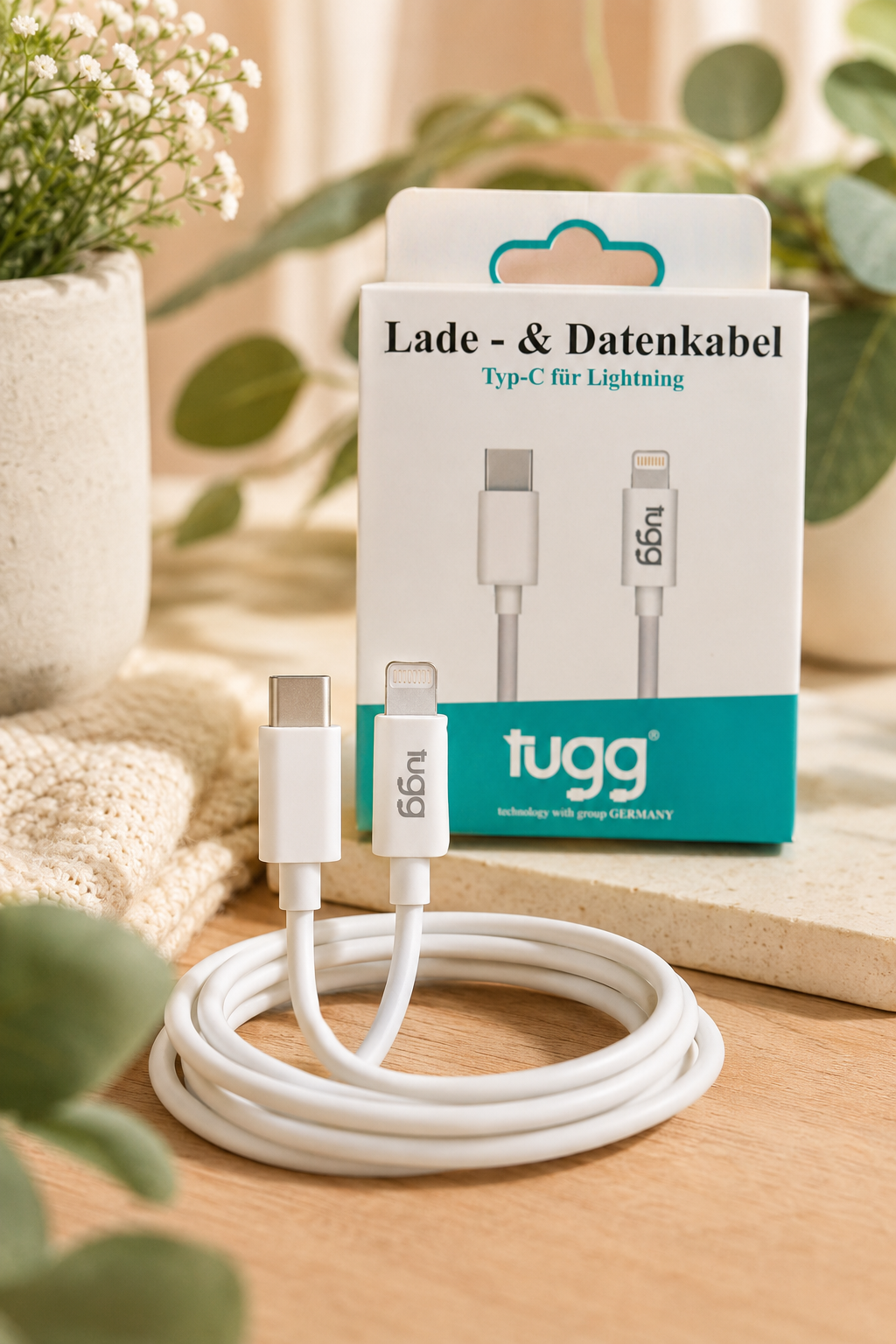 USB-C auf 8-Pin Kabel 1m Ladekabel Datenkabel 27W Weiß