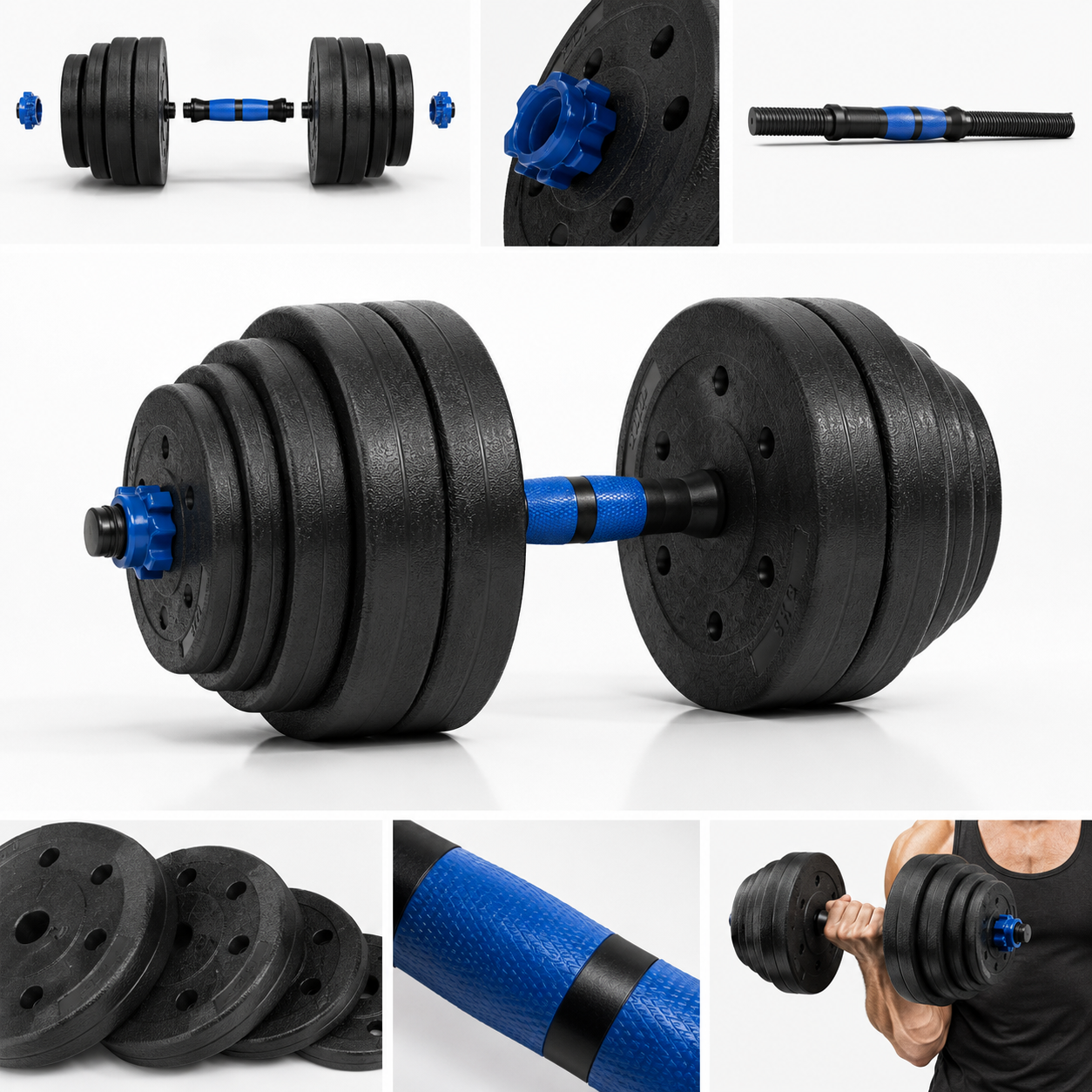 Kurzhantel Set 20kg Verstellbar Hantelset Bitumen Hantel Gewichte Langhantel