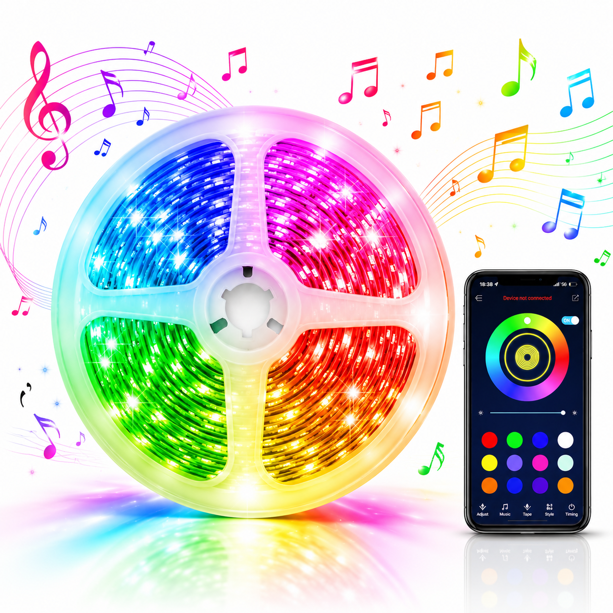RGB LED Strip 15 m LED Lichtband APP Fernbedienung Musikmodus Timer 450 LEDs