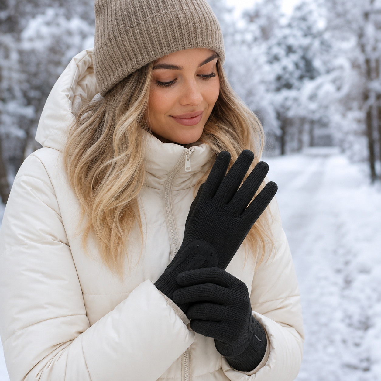 Damen Handschuhe Größe L Freizeit Alltag 100% Polyester Bequem Leicht