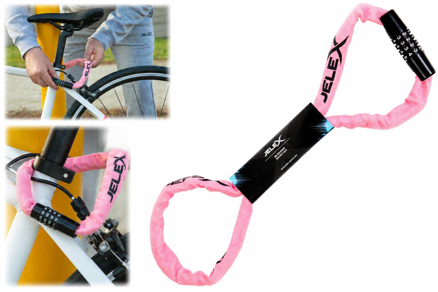 Fahrradschloss Zahlenschloss 98cm Kettenschloss 4-stellig Rosa Fahrrad Roller