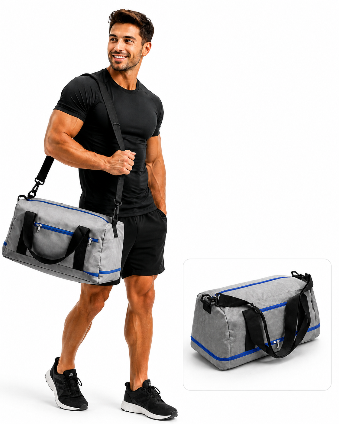 Reisetasche Grau Sporttasche Freizeittasche Gepäcktasche Reise Tasche