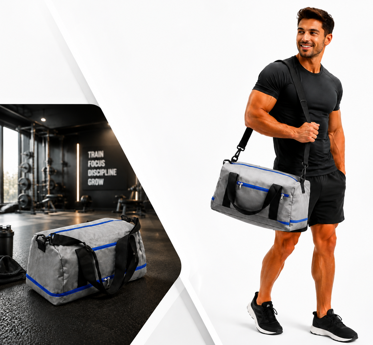 Reisetasche Grau Sporttasche Freizeittasche Gepäcktasche Reise Tasche