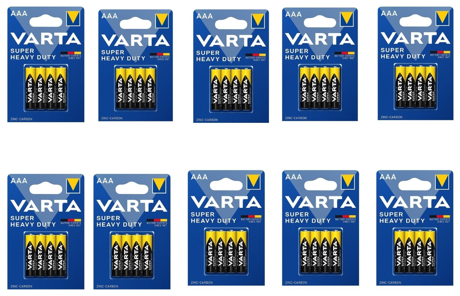 VARTA AAA Batterien R03 1,5V Micro Zink-Kohle 800mAh für Uhren Fernbedienung