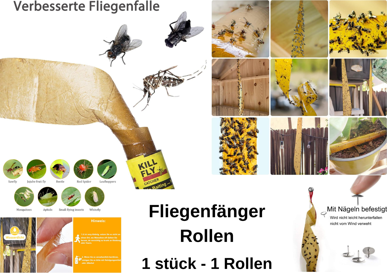 Fliegenfalle Fliegenfänger Leimfalle Insektenfalle Klebefalle Mücken & Fliegen