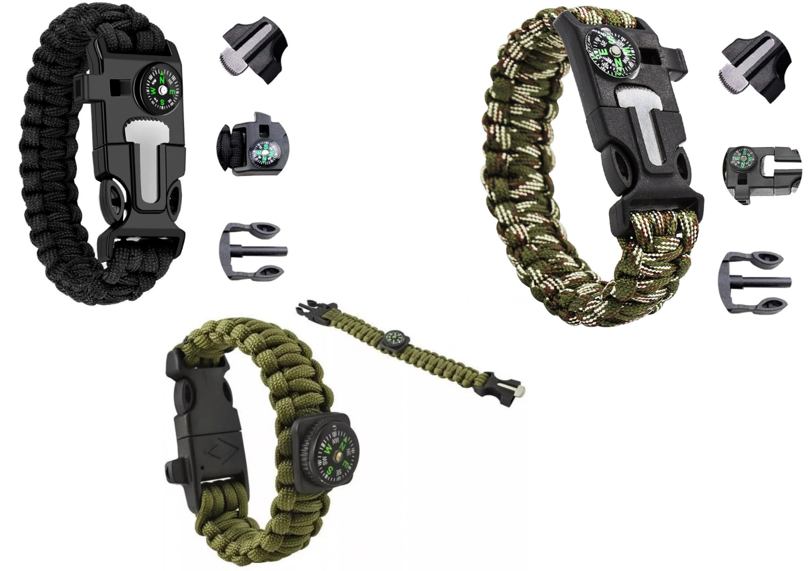 Survival Armband Paracord Überlebensarmband Feuerstein Kompass taktisch Outdoor