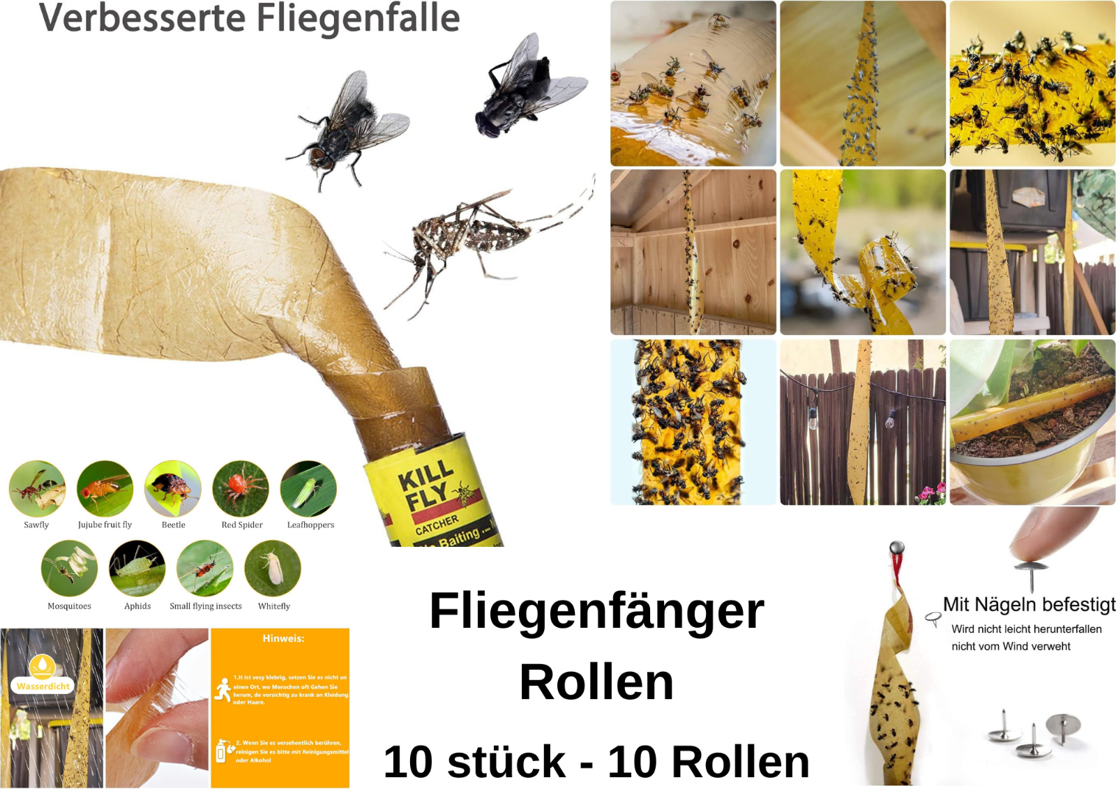 Fliegenfalle Fliegenfänger Leimfalle Insektenfalle Klebefalle Mücken & Fliegen