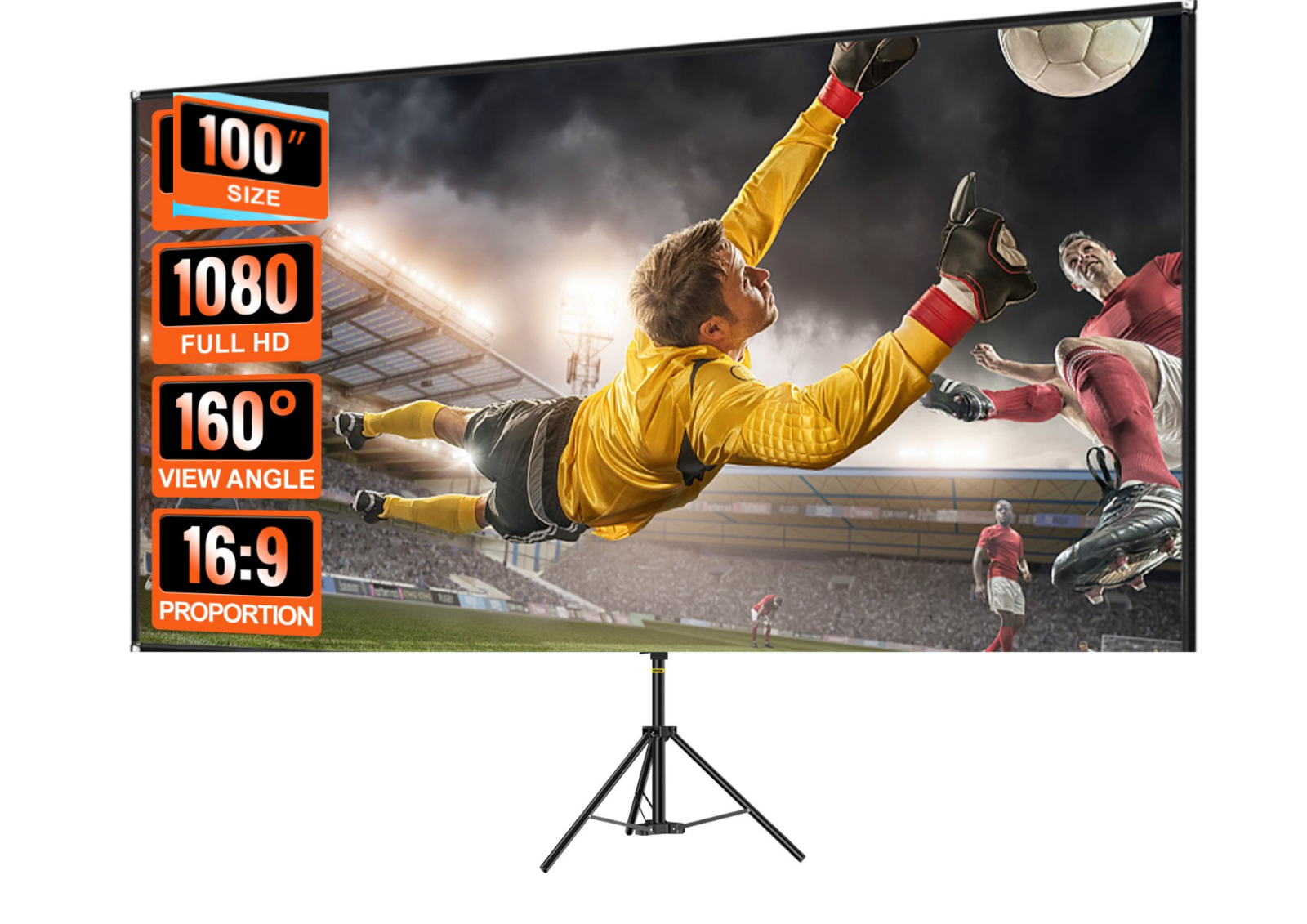 100" Beamer Leinwand Mit Ständer 16:9 Full HD Outdoor Heimkino 227x127cm Screen