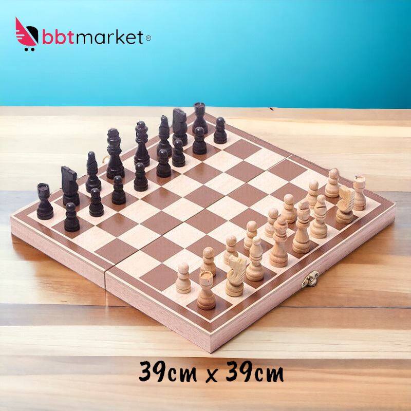 Schach Schachspiel Schachfiguren Holz Schachbrett aus Holz Reiseschach 39x39