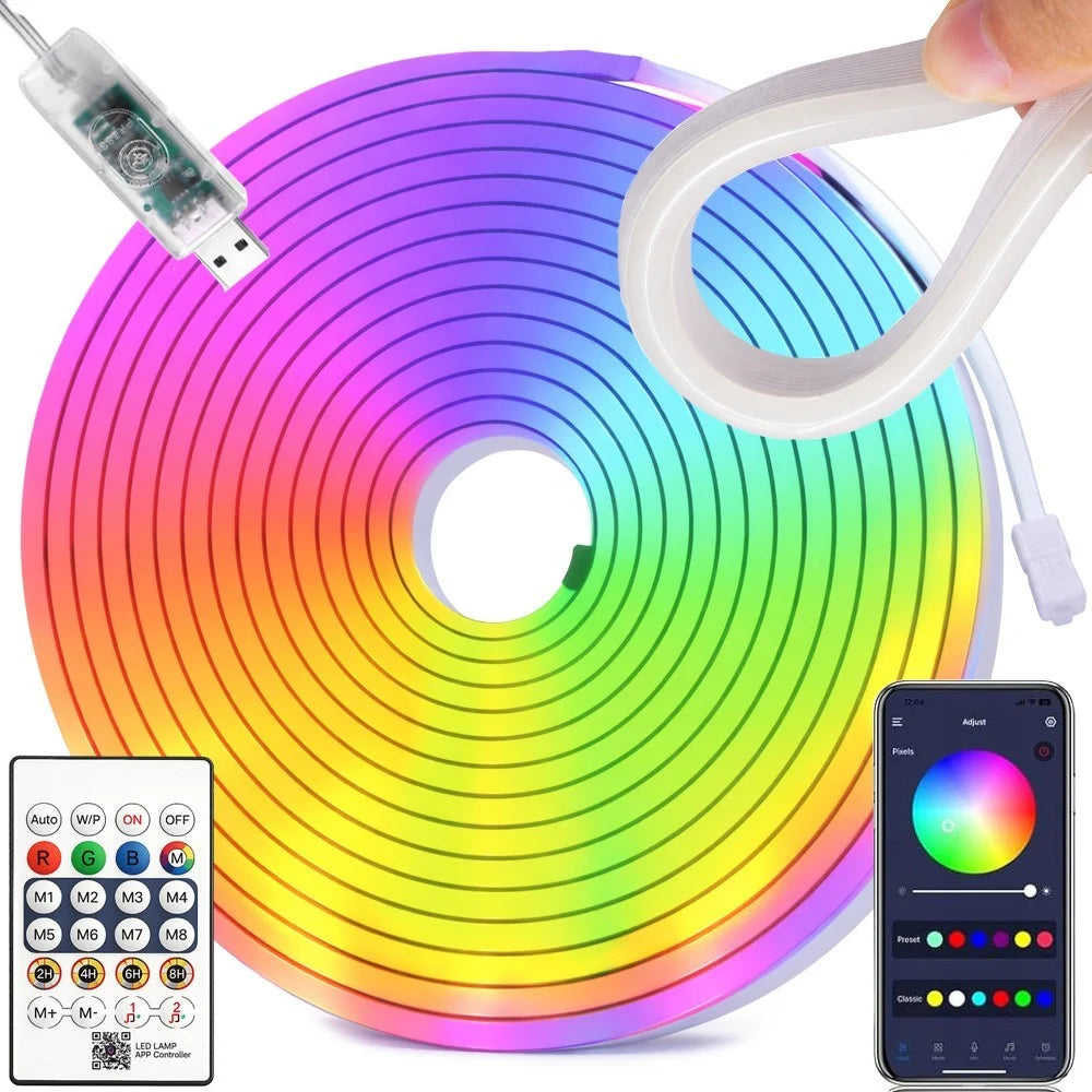 3-30M Neon LED Strip Streifen RGB Flex Schlauch diffus Lichtband Dimmbar mit APP