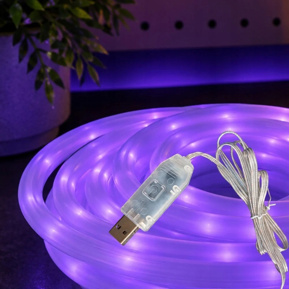 5m RGBIC 360° Neon LED Strip Bluetooth App Fernbedienung Musikmodus USB Lichtban