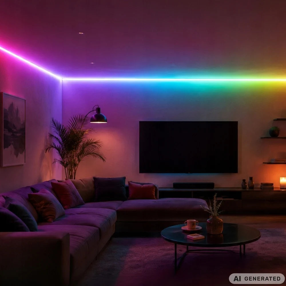 5m RGBIC 360° Neon LED Strip Bluetooth App Fernbedienung Musikmodus USB Lichtban