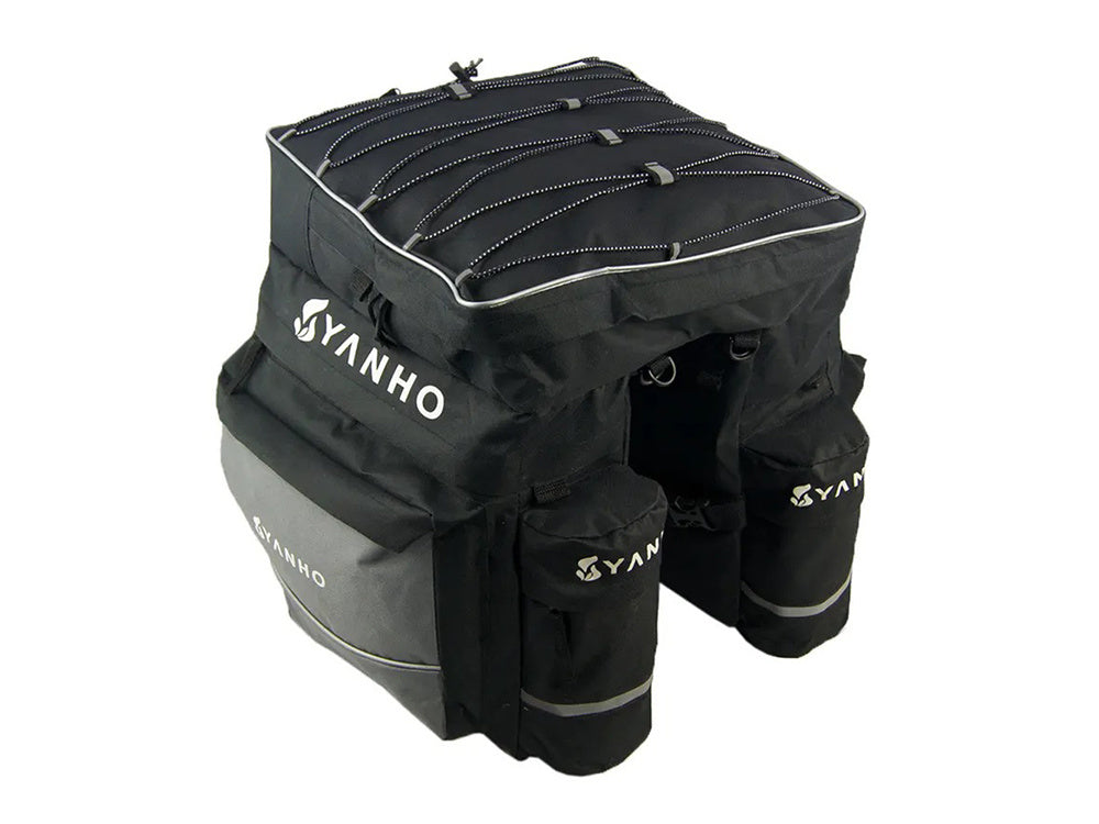 60L Fahrrad Gepäckträgertasche – Wasserdicht, 3 Hauptfächer, Reflektoren & Regenhülle