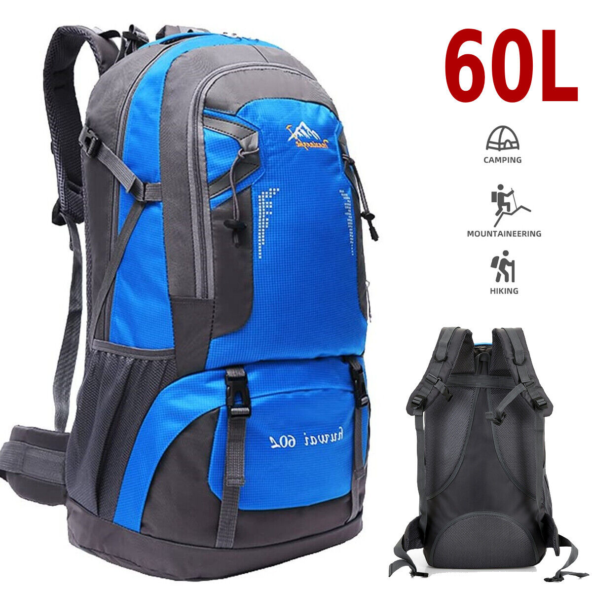 60L Rucksack Herren Wasserdicht Wanderrucksack Camping Trekking Reiserucksack