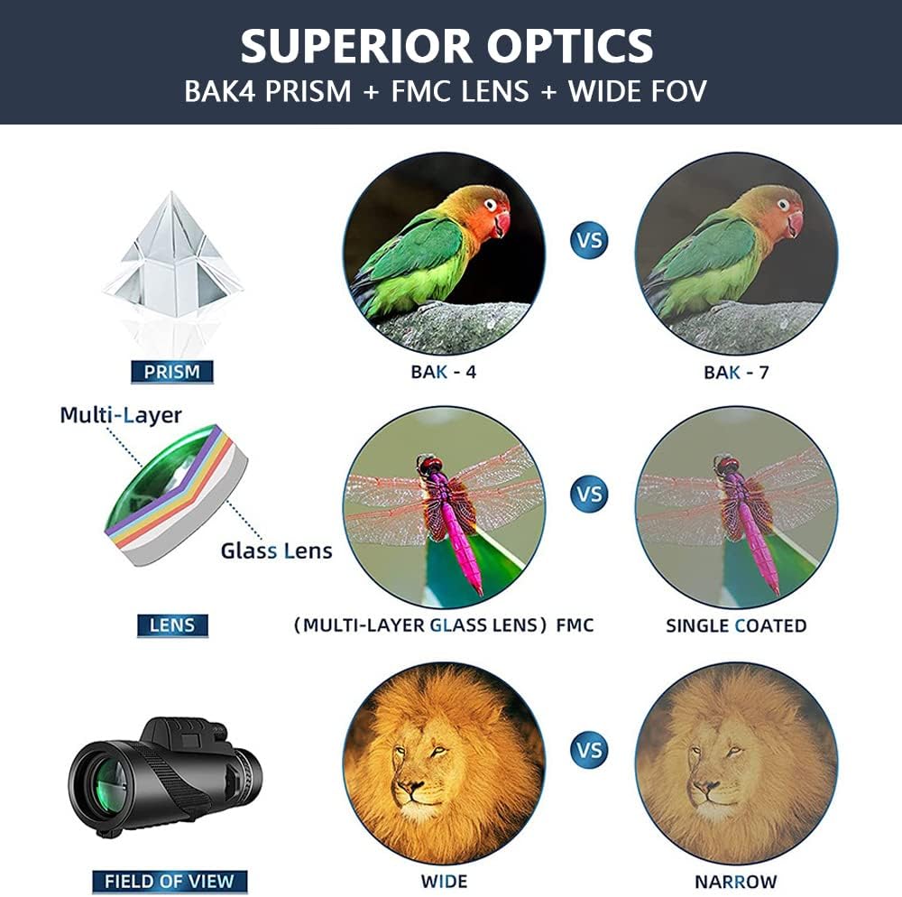 Monokular Starscope Teleskop 12X50 HD Monokular Nachtsicht Mit Handy Stativ