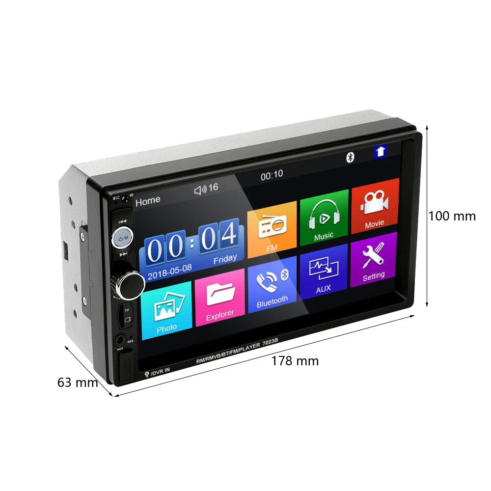 7 Zoll 2DIN Autoradio mit Bluetooth, FM, USB, AUX, MirrorLink & Rückfahrkamera