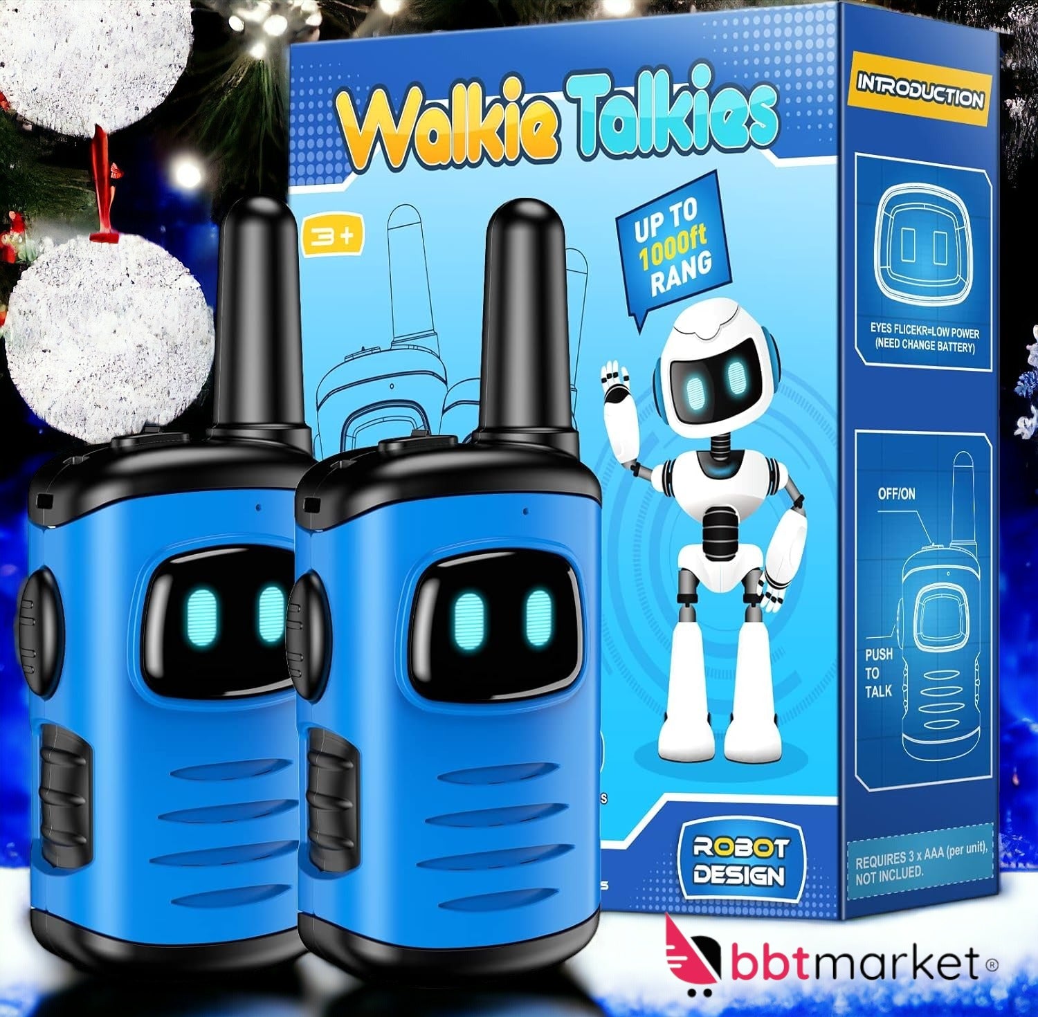 2 Walkie Talkies Outdoor für Kinder Spielzeug Draußen Uhren Weihnachten Geschenk