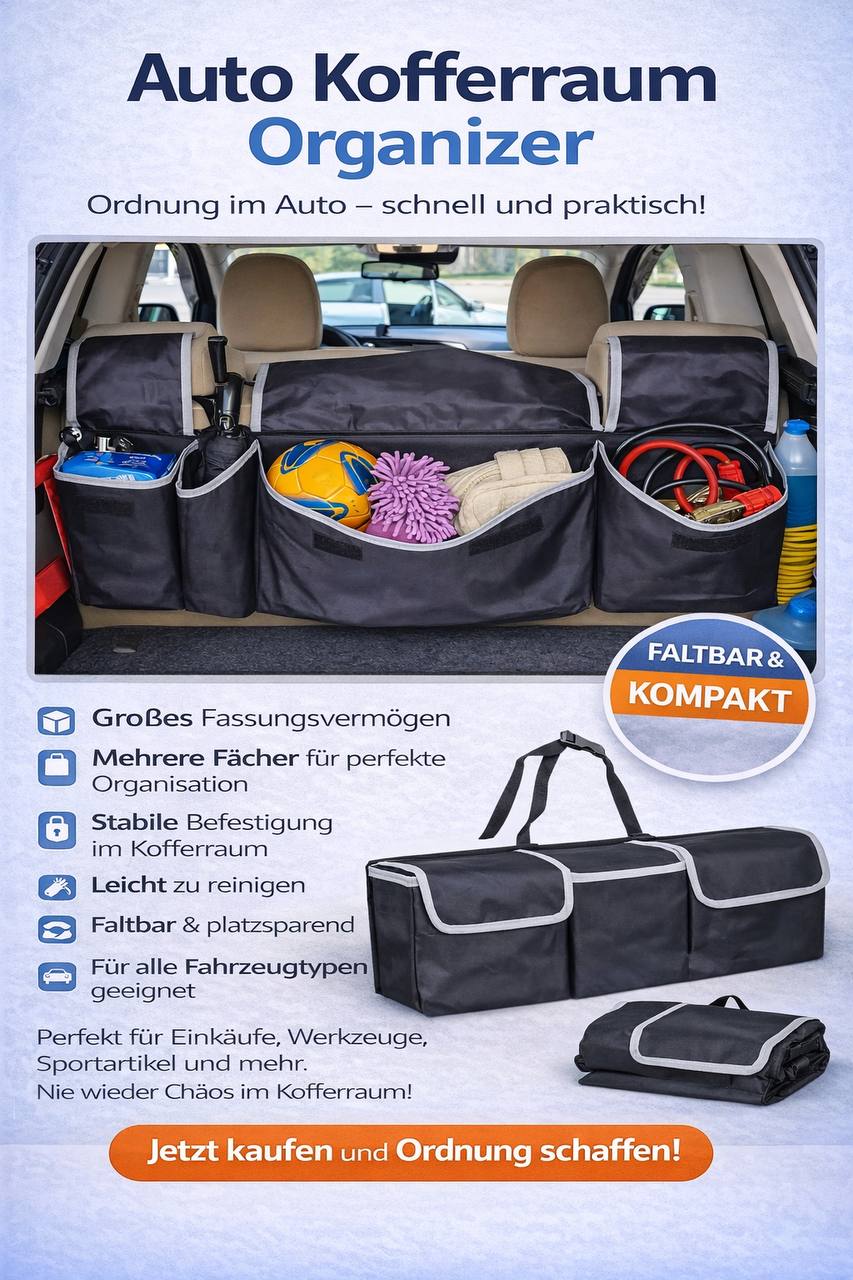 Auto Kofferraum Organizer faltbar – Aufbewahrungstasche für Auto Zubehör
