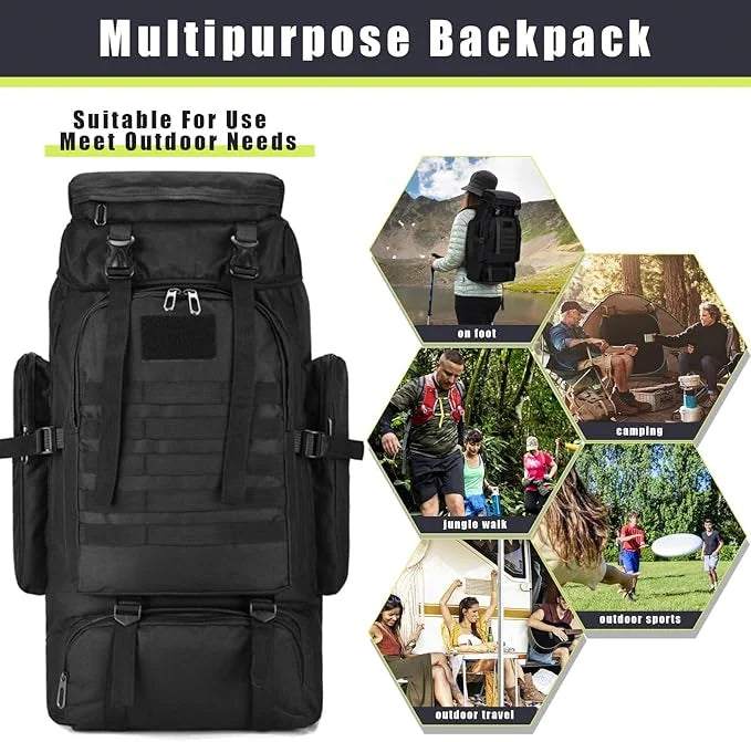80L Taktischer Wanderrucksack – Wasserdichter Camping & Outdoor Rucksack mit Regenschutz