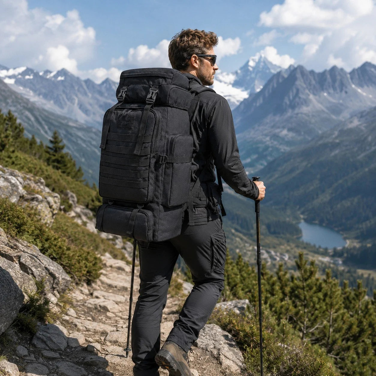 80L Taktischer Wanderrucksack – Wasserdichter Camping & Outdoor Rucksack mit Regenschutz