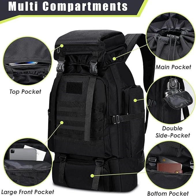 80L Taktischer Wanderrucksack – Wasserdichter Camping & Outdoor Rucksack mit Regenschutz