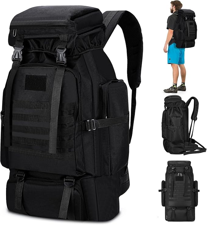 Hiking Backpack 80L Camping Rain Cover Waterproof Outdoor Sport Travel Bag 