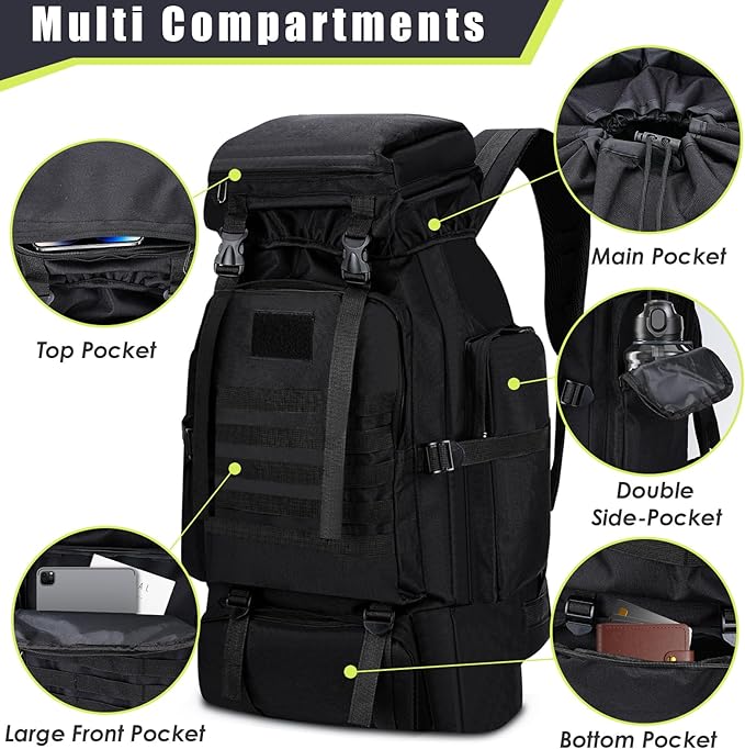 Hiking Backpack 80L Camping Rain Cover Waterproof Outdoor Sport Travel Bag 