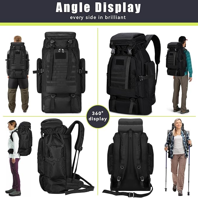 Hiking Backpack 80L Camping Rain Cover Waterproof Outdoor Sport Travel Bag 