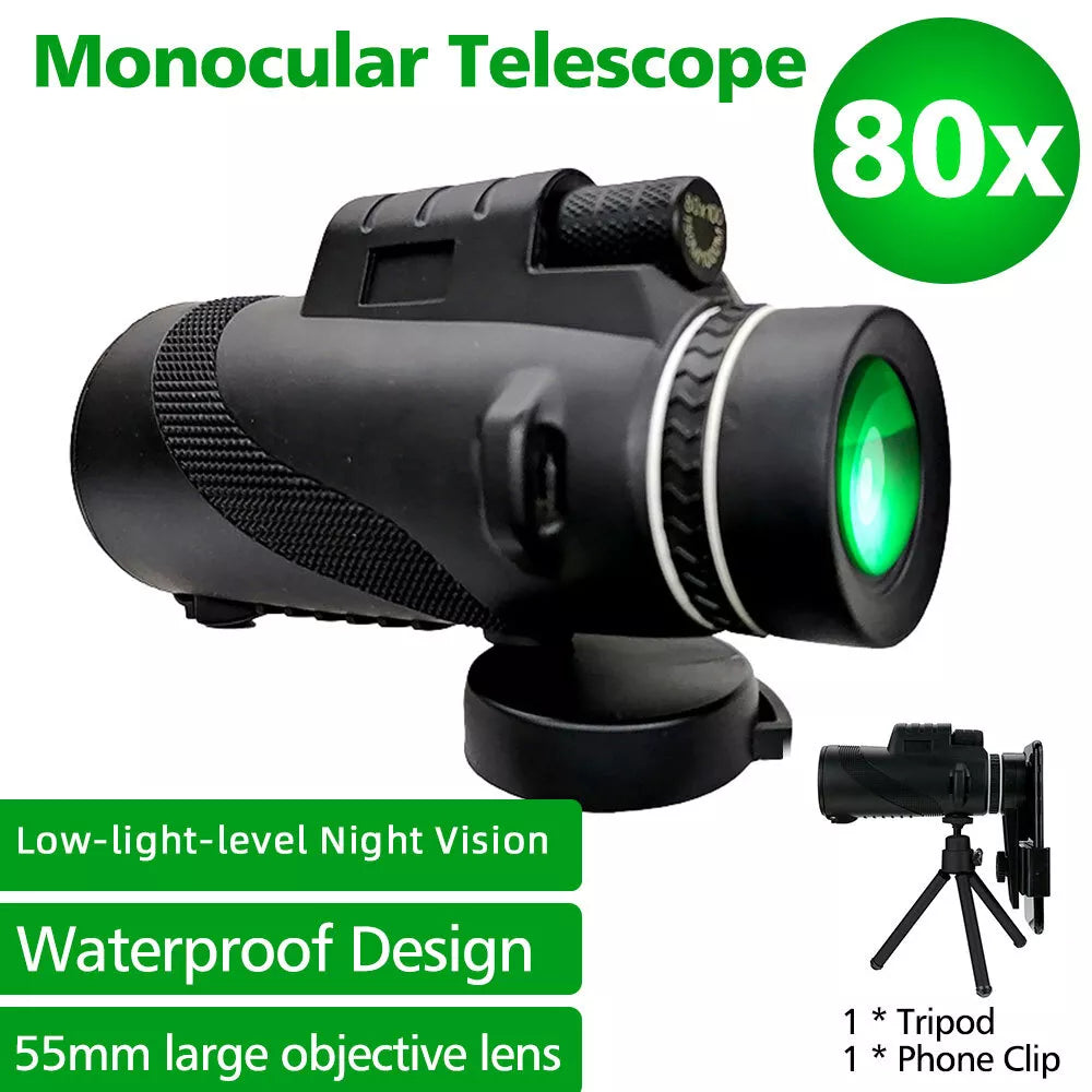 HD Monokular Starscope Teleskop Teleobjektiv Mit Handy Stativ 80x100