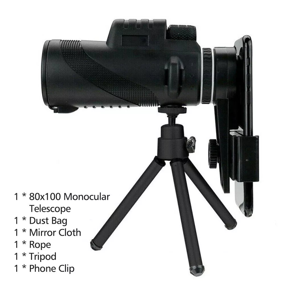 HD Monokular Starscope Teleskop Teleobjektiv Mit Handy Stativ 80x100