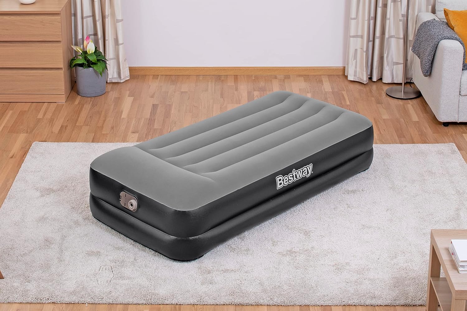 Bestway Luftbett 191x97x46 cm – Einzel Gästebett mit integrierter Pumpe