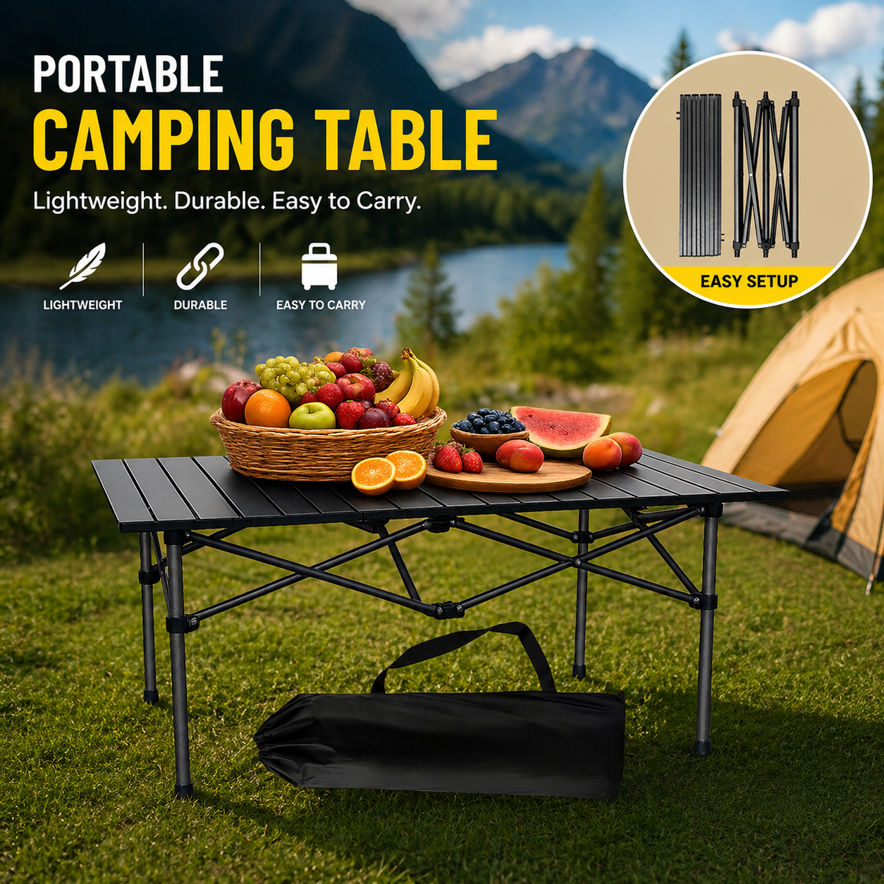 Campingtisch klappbar 95x55 faltbar Angeltisch Balkon Terrasse Outdoor Tisch