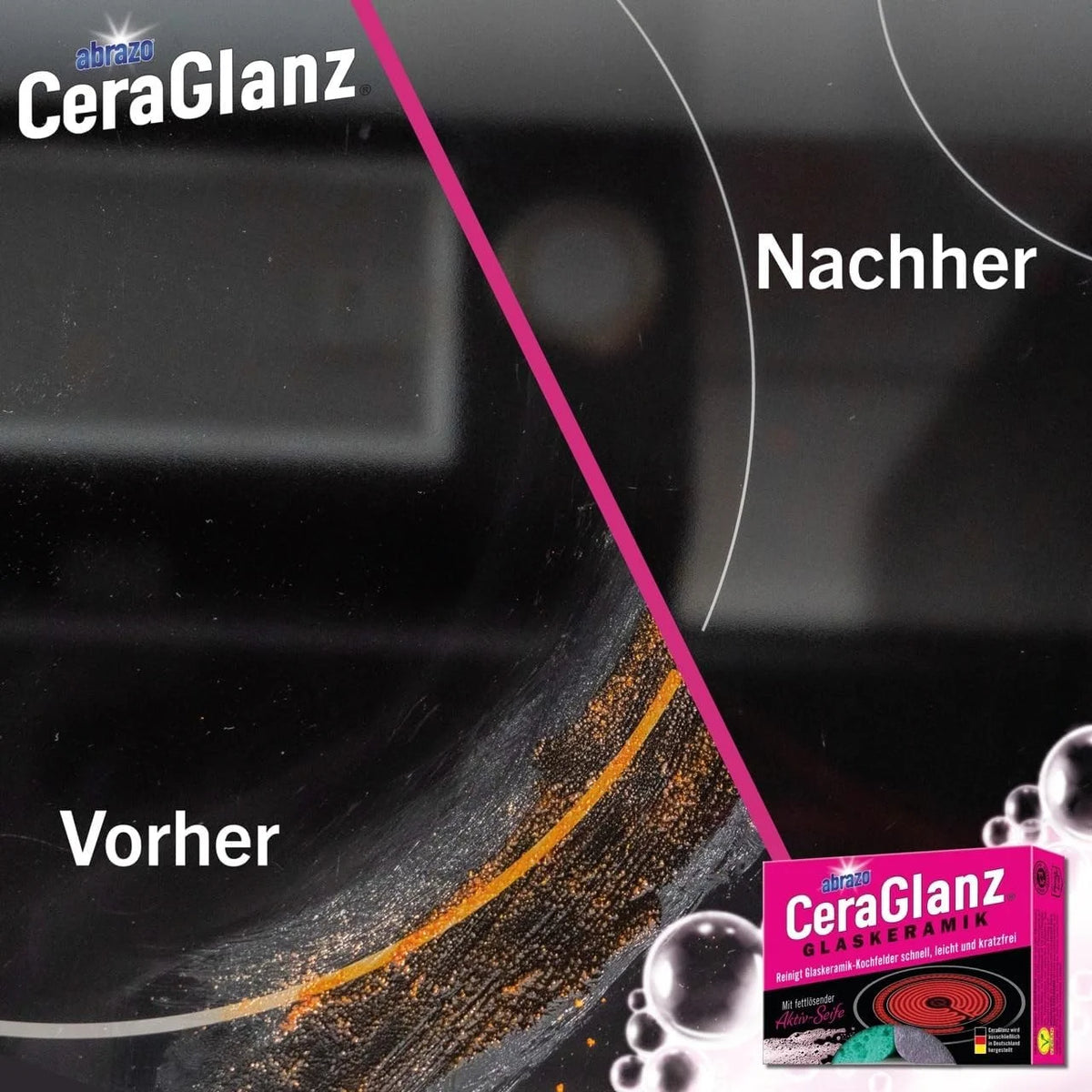 abrazo CeraGlanz Glaskeramik-Reiniger 2 Stück – Reinigungskissen für Kochfeld, Herd & Glasflächen