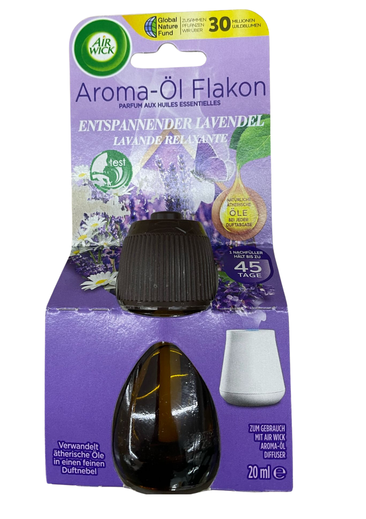 Air Wick Aroma-Öl Flakon Diffuser Nachfüller Entspanneder Lavendel 20ml 45 TAGE