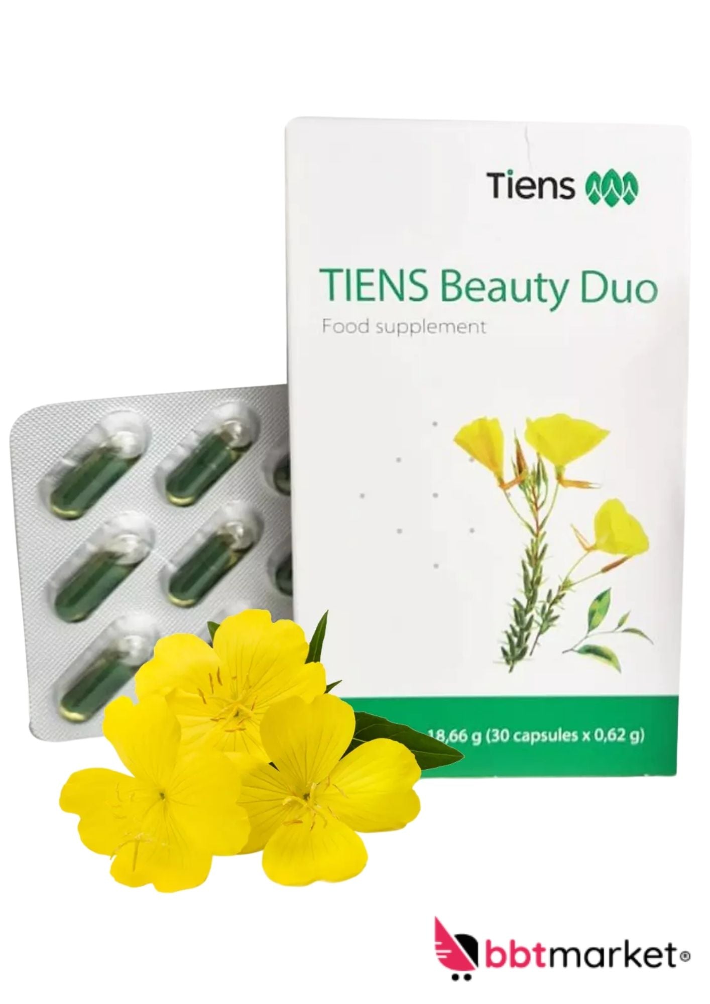 TIENS Beauty Duo – Nahrungsergänzung für Haut, Haare, Nägel – 30 Kapseln
Mit Nachtkerzenöl (GLA), Chlorella, Grüntee-Extrakt, Vitamin C, E, B6, Biotin, Zink & Kupfer
Für natürliche Schönheit von innen