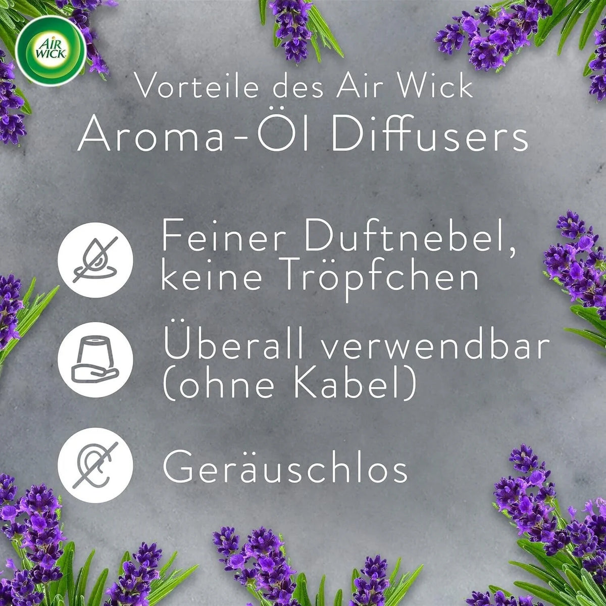 Air Wick Aroma-Öl Starterset Cotton & Weiße Orchidee – Lufterfrischer mit regulierbarer Duftintensität