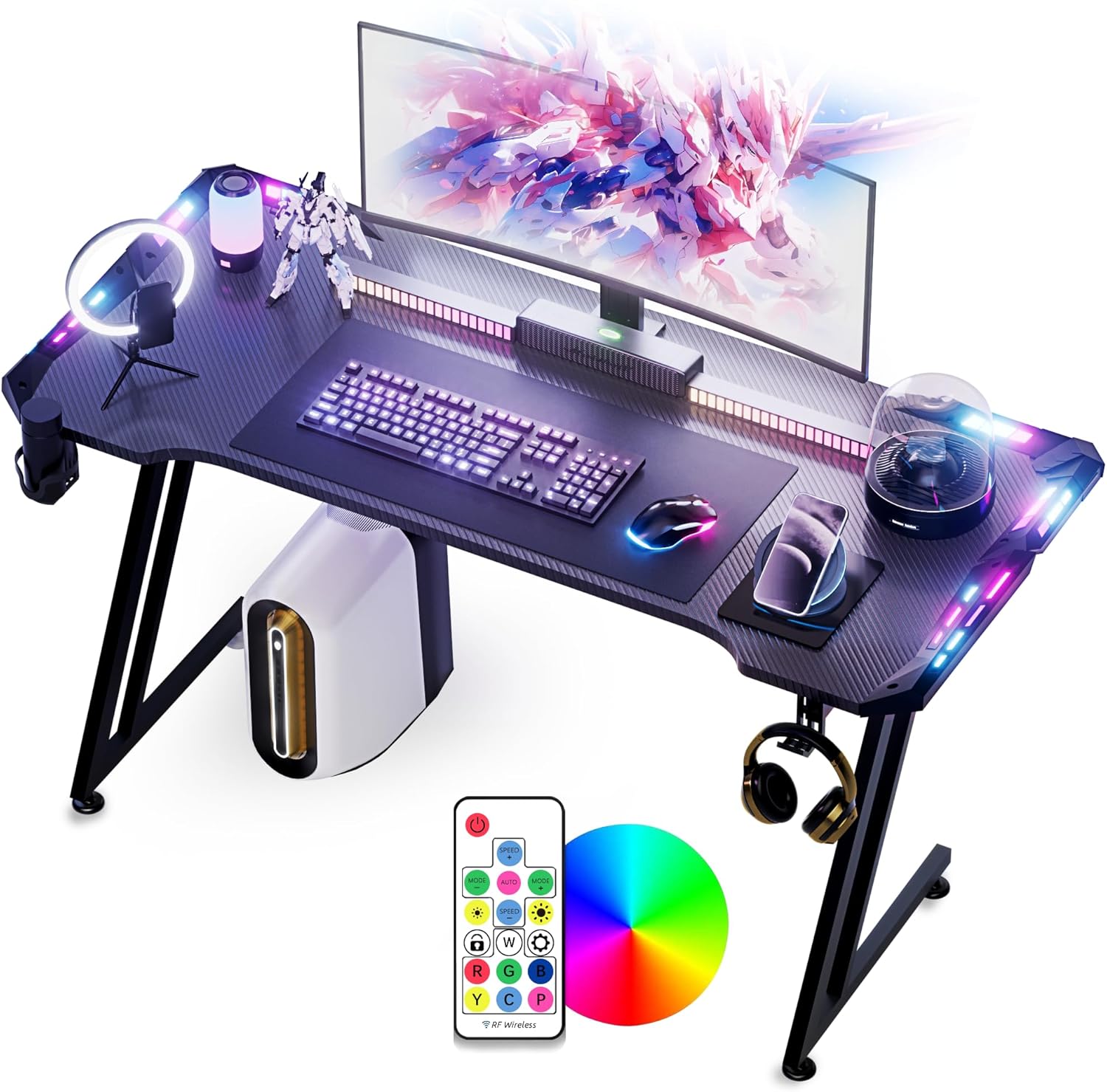 120/140/160cm RGB Gaming Schreibtisch LED Gamer Computertisch Arbeitstisch