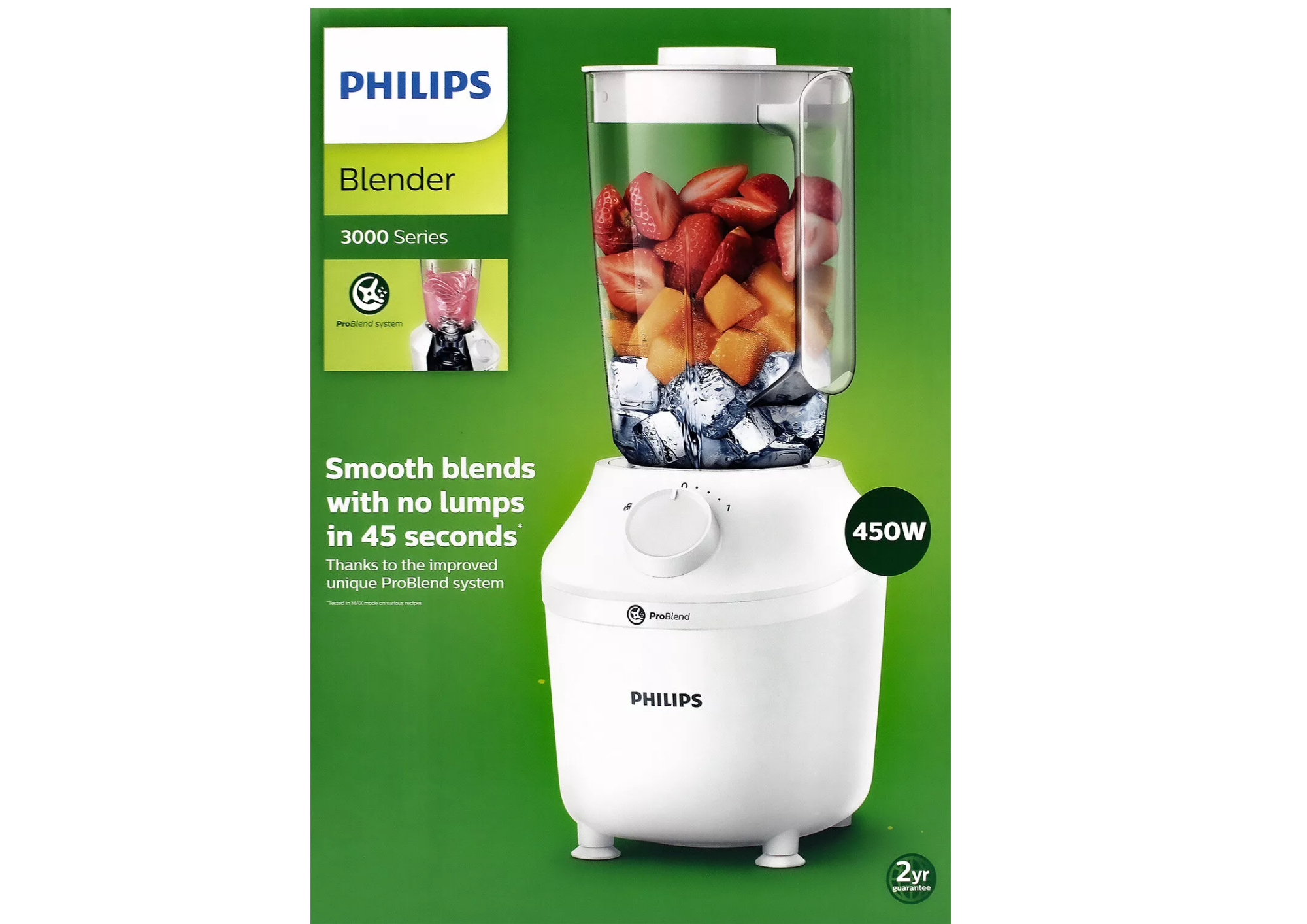 PHILIPS Standmixer 3000 Series 1,9 Liter, 450 Watt HR2041/00 weiß-NEU